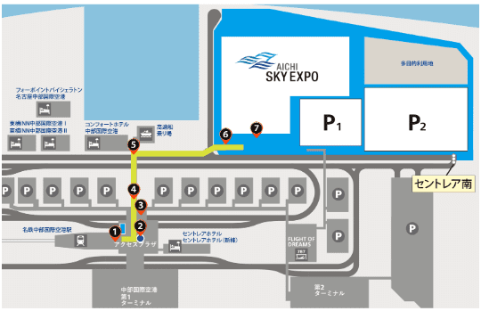 中部国際空港駅からの行き方マップ